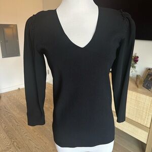 Akris Black V-Neck Top